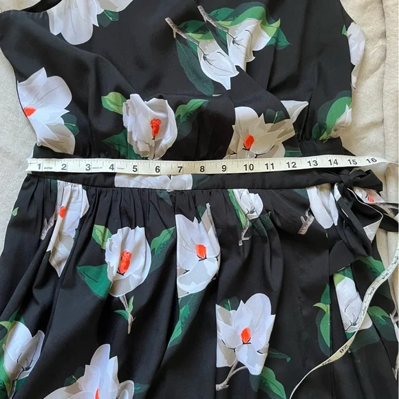 BANANA REPUBLIC Black Floral Midi Dress Spring Formal Dress - Picture 3 of 7